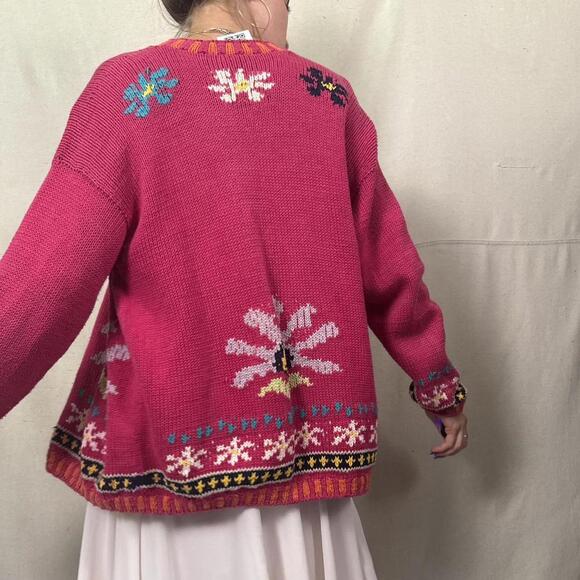 Vintage “Passports by Pier 1 Imports” Floral Knit Cardigan Made in Peru – Size L - Picture 2 of 8